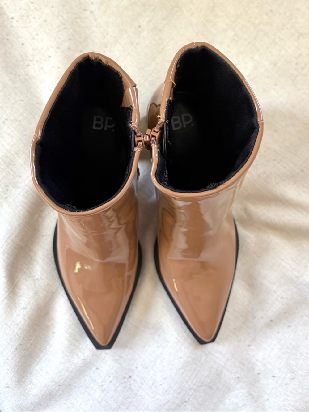 NWOT Nordstrom BP Loren Block Heel Pointy Patent Leather Booties size 6 - Picture 2 of 6